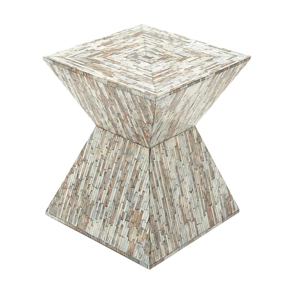 9th & Pike&#40;R&#41; Multi Mussel Shells And Wood Side Table
