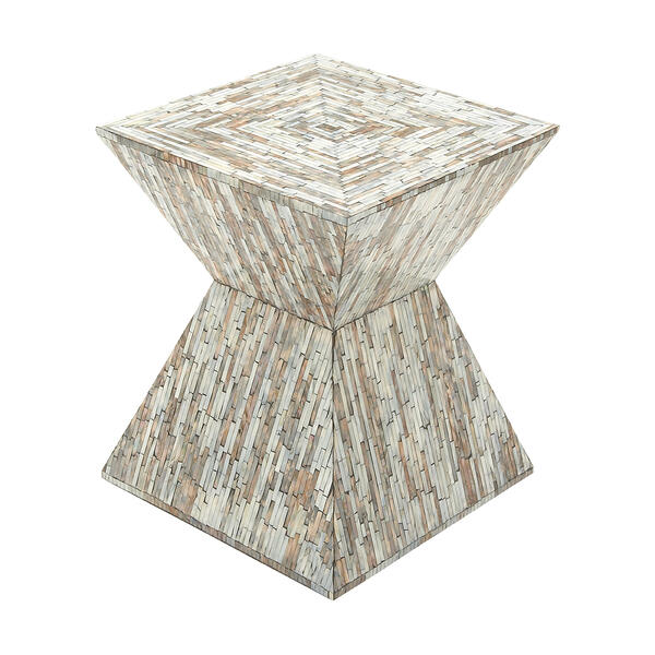 9th & Pike&#40;R&#41; Multi Mussel Shells And Wood Side Table - image 