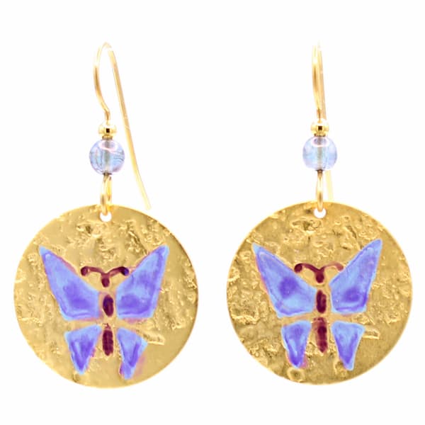 Silver Forest Butterfly Disc Earrings - image 