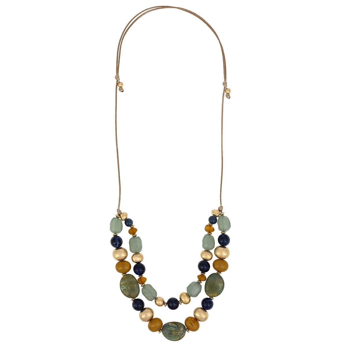 Ashley Cooper(tm) Gold-Tone 2-Row Multi-Bead Adustable Necklace