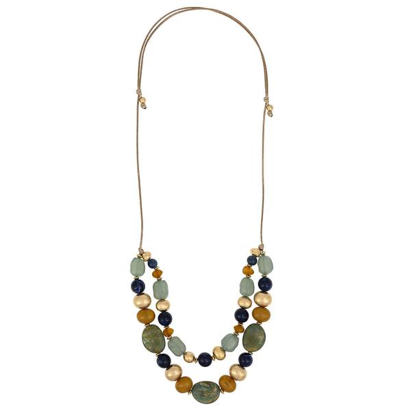 Ashley Cooper(tm) Gold-Tone 2-Row Multi-Bead Adustable Necklace - image 