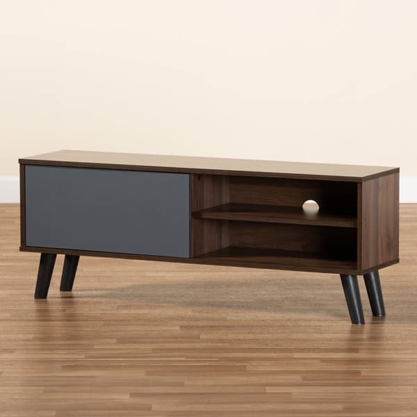 Baxton Studio Mallory Two-Tone Walnut Brown Finish Wood TV Stand