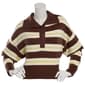 Juniors Pink Rose Jersey Stripe Henley Wide Collar Polo Sweater - image 1