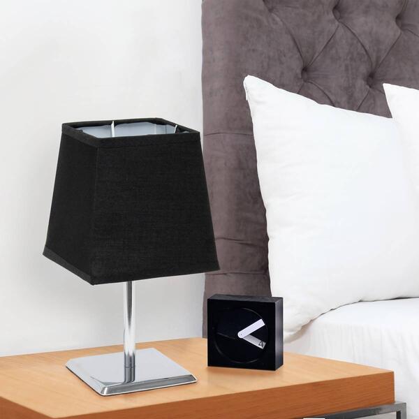 Simple Designs Mini Square Empire Fabric Shade Chrome Table Lamp