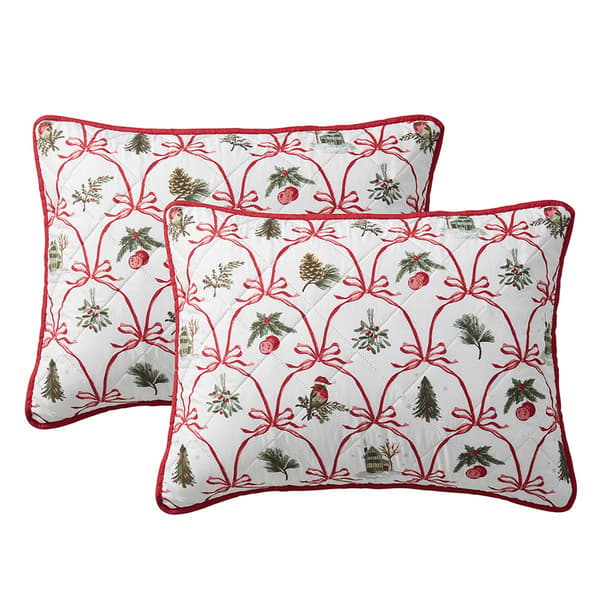 VCNY Home Multi Christmas Bow Microfiber Quilt Set