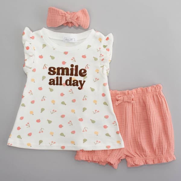 Toddler Girl Rene Rofe(R) 3pc. Smile Fruit Top & Bubble Shorts Set - image 