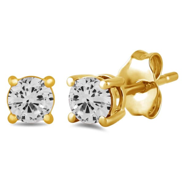 Gemstone Classics(tm) Gold Created White Sapphire Earrings - image 