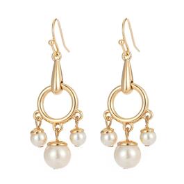 Roman Gold-Tone Pearl Charm Dangle Earrings