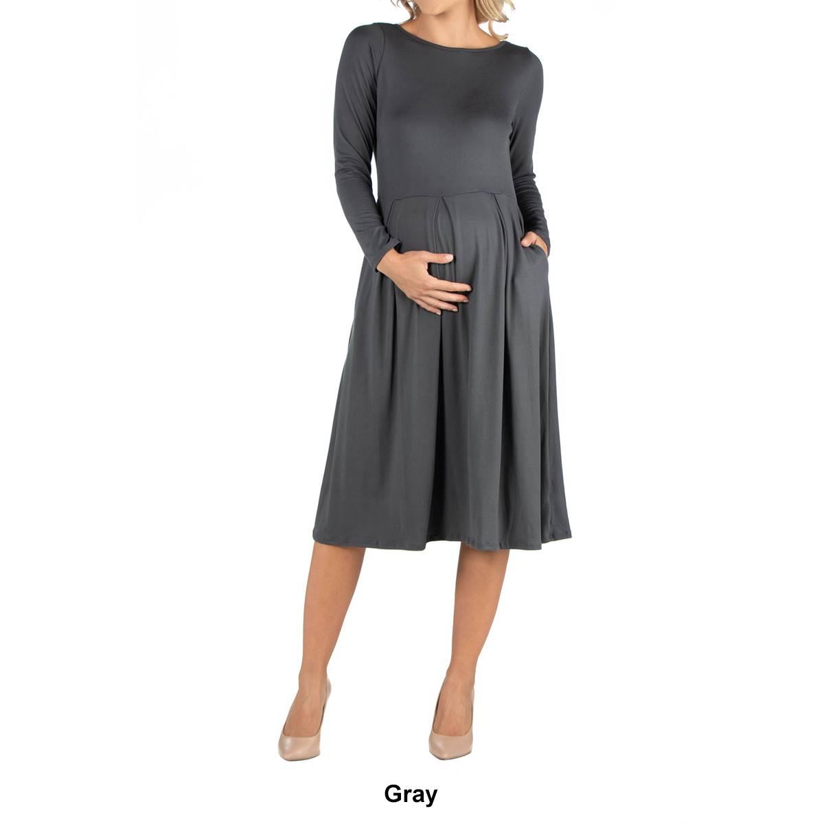 Womens 24/7 Comfort Apparel Fit and Flare Maternity Midi Dress