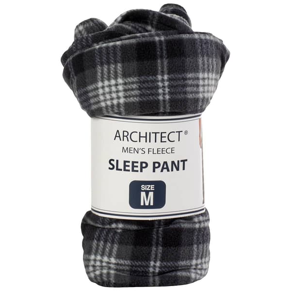 Mens Architect&#174; Plaid Rolled Fleece Sleep Pants - Black/White