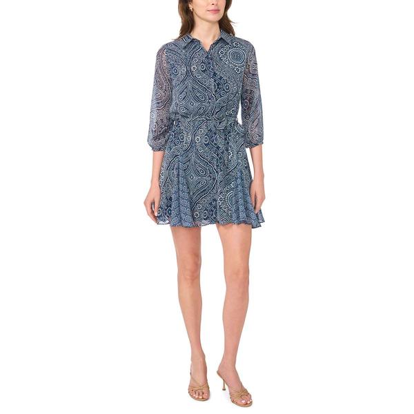 Womens MSK Long Sleeve Floral Medallion A-Line Dress