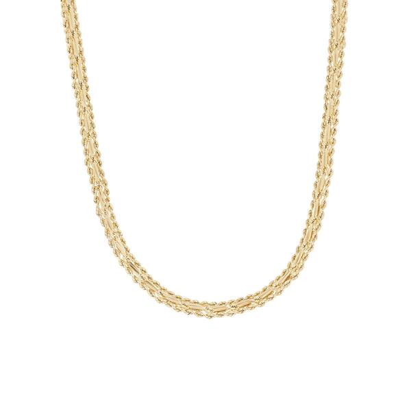 Gold Classics&#40;tm&#41; 2-Row Rope Chain w/ 1-Row Milano Chain Necklace - image 