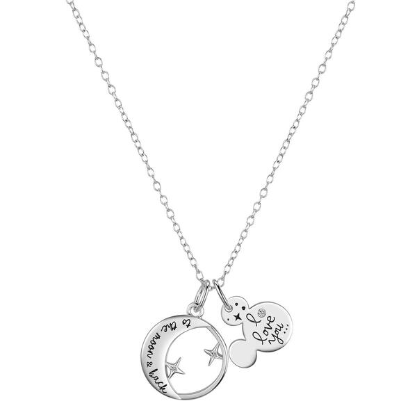 Shine Fine Silver Plated Crystal Mickey Mouse Pendant Necklace - image 