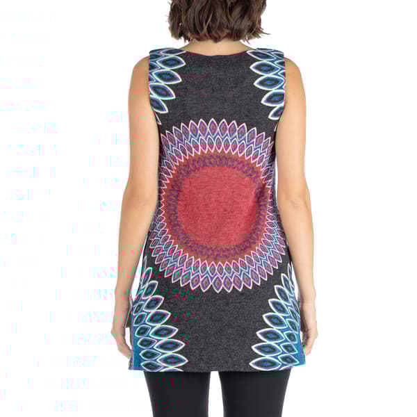 Womens 24/7 Comfort Apparel Blue Circle Extra Long Tunic Top