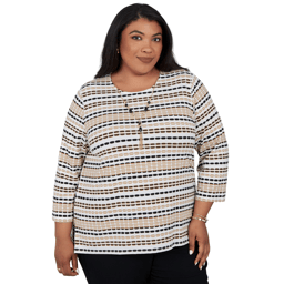Plus Size Alfred Dunner Cityscape Biadere Stripe Blouse