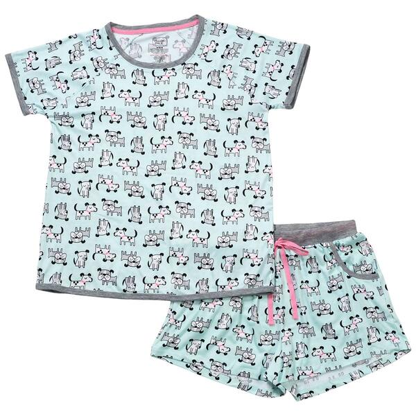 Juniors Pillow Talk Short Sleeve Dog Boxer Pajama Set - image 