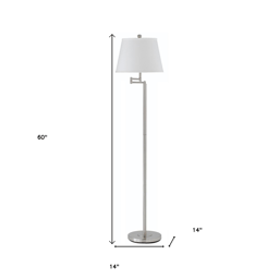 HomeRoots 60in. Nickel Swing Arm Floor Lamp with Square Shade