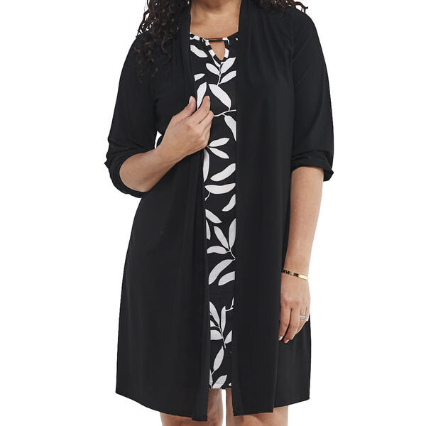 Womens Tiffany & Grey Jacket Print Mock 2Fer Dress - Black