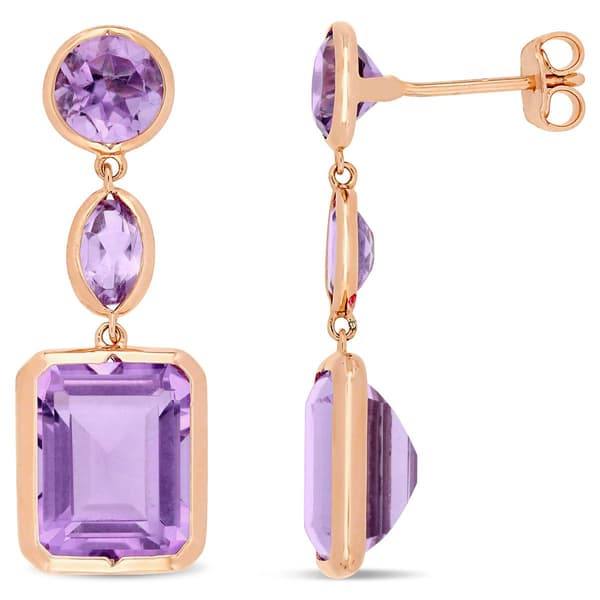 Sophia B 11 1/4ctw. Rose de France Amethyst Drop Earrings - image 
