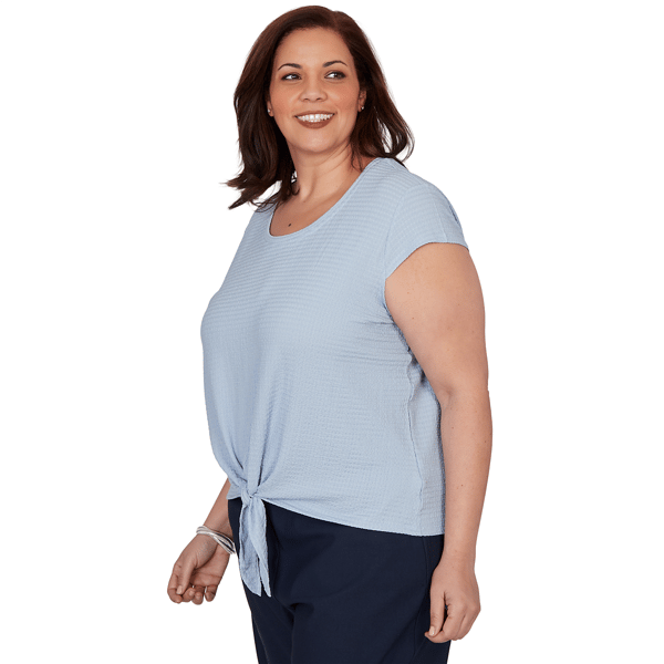 Plus Size Emaline Sapphire Serenade II Cap Sleeve Textured Blouse