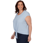 Plus Size Emaline Sapphire Serenade II Cap Sleeve Textured Blouse - image 3
