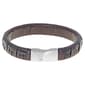 Mens Lynx Stainless Steel Brown & Black Leather Bracelet - image 2