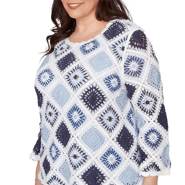 Plus Size Alfred Dunner Austin Long Sleeve Crochet Sweater