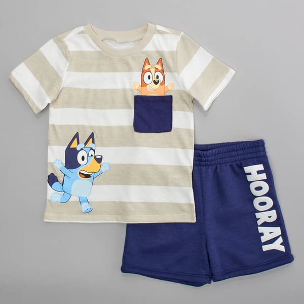Toddler Boy Bluey Stripe Top & Hooray Shorts Set - image 