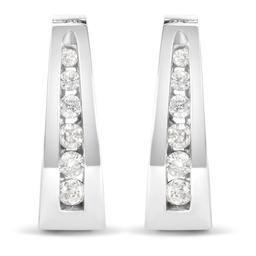 Haus of Brilliance 14kt. White Gold 1/4ctw. Diamond Hoop Earrings