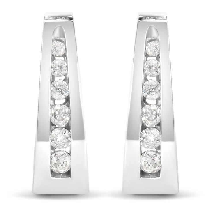 Haus of Brilliance 14kt. White Gold 1/4ctw. Diamond Hoop Earrings