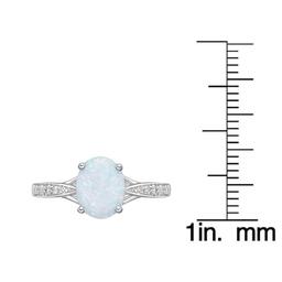 Sterling Silver Ring w/ Created Opal & White Topaz Gemstones