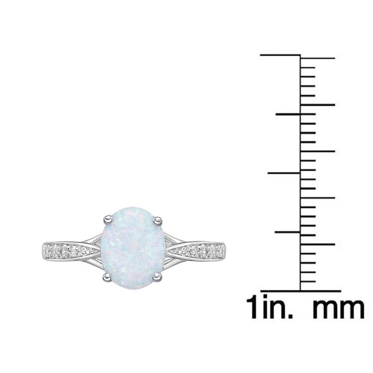 Sterling Silver Ring w/ Created Opal & White Topaz Gemstones