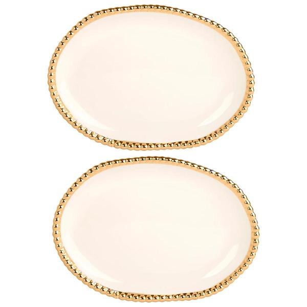 Home Essentials Beaded Oval Tray - Set of 2 - image 