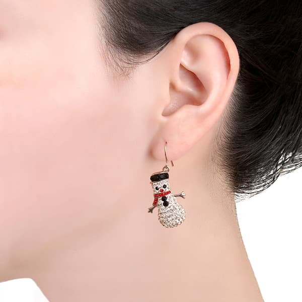 Athra Silver Plated Crystal Snowman Drop Earrings