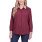 Womens NY Collection Long Sleeve Tweed Trim Silky Knit Button Do - image 1