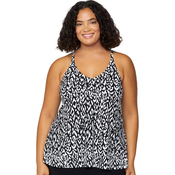Plus Size Leilani Zanzibar Racerback Tankini Swim Top - image 