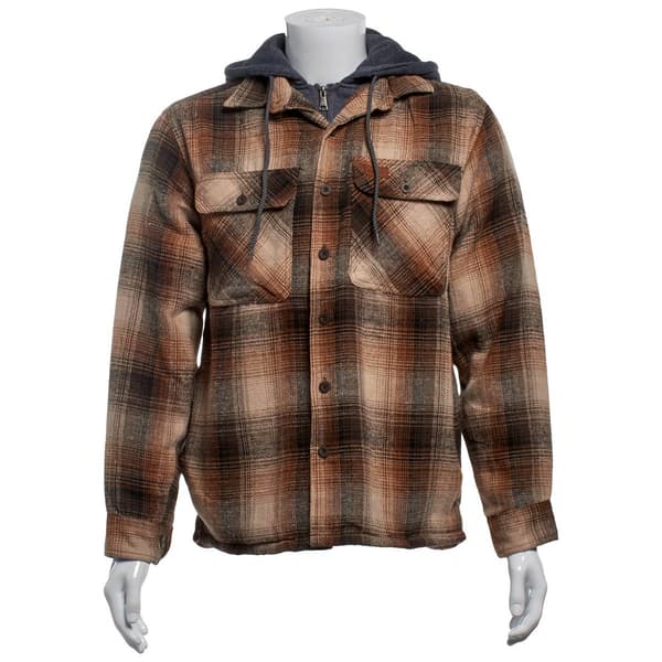 Mens Mountain Ridge Flannel Jacket w/ Chest Protector - Brown/Tan - image 