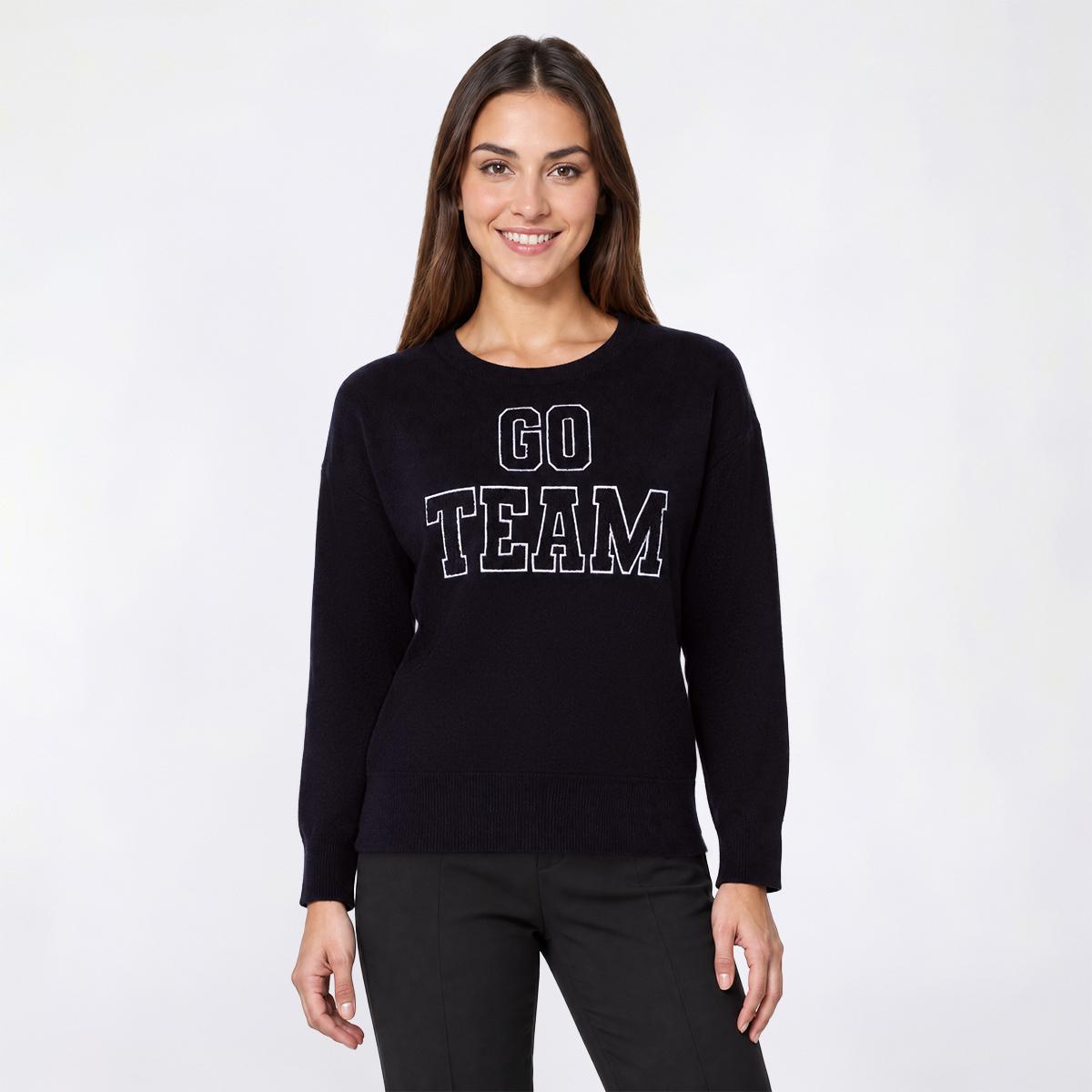 Womens Rio & Rian Long Sleeve Embroidered Go Team Sweater