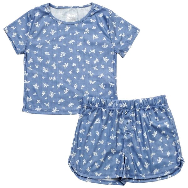 Girls (7-16) Sleep On It(R) Ditsy Pointelle Tee & Pajama Shorts Set