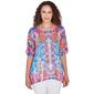 Womens Ruby Rd. Bright Blooms Burnout Sublimation Knit Tee - image 1