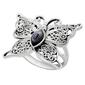 Marsala Fine Silver Plated Marcasite & Abalone Butterfly Ring - image 1