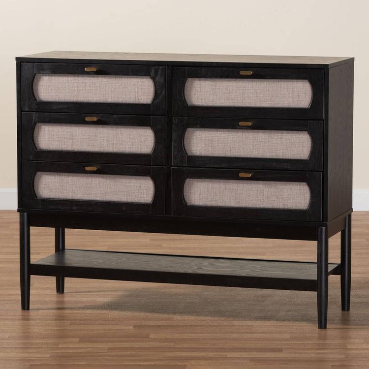 Baxton Studio Shirin Mid-Century Wood 6-Drawer Dresser