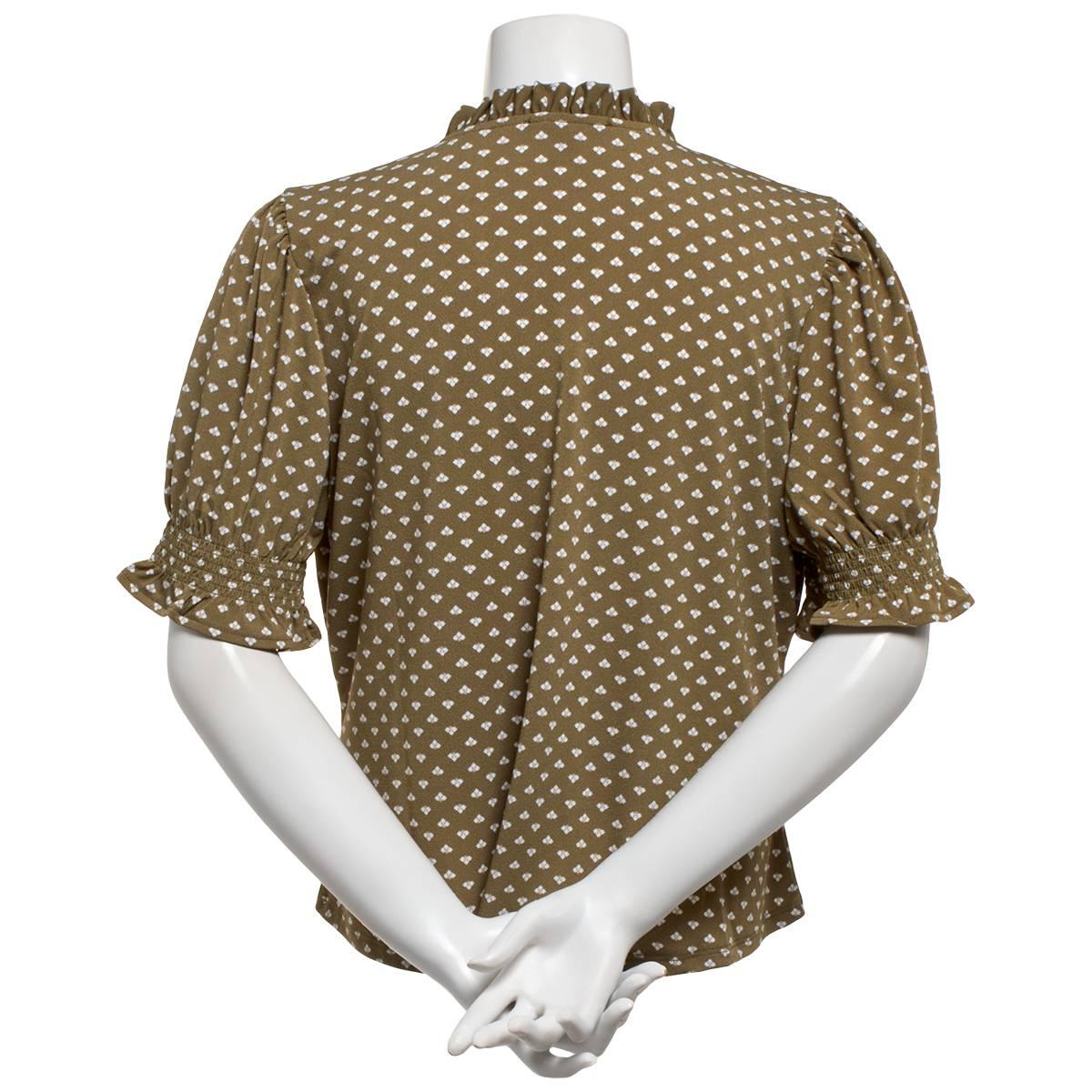 Womens Adrianna Papell Short Smocked Sleeve Leaf Blouse