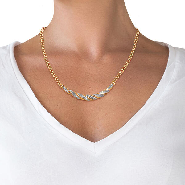 Splendere Two-Tone Plated Cubic Zirconia Necklace