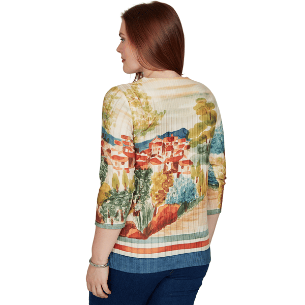 Petite Alfred Dunner Tuscany Tuscan Landscape Scenic Blouse
