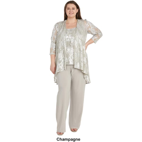 Plus Size R&M Richards Foil Jacquard Pants Set