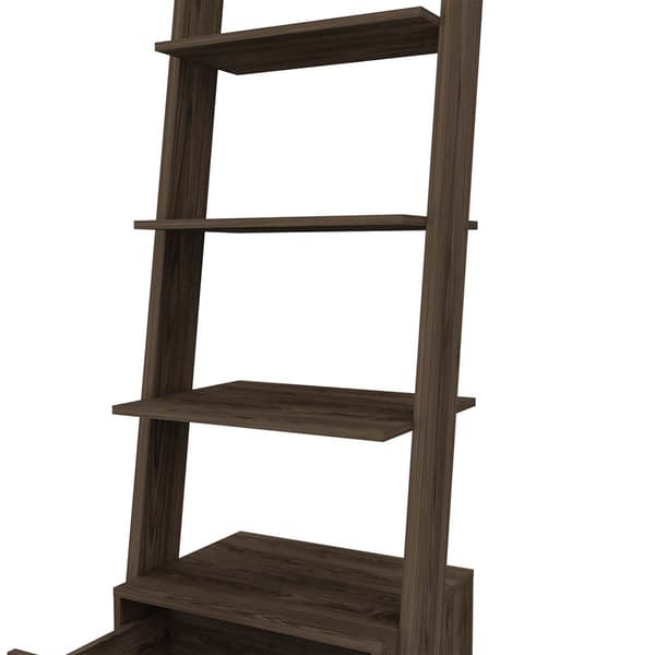 FM FURNITURE Hamburg Dark Walnut Ladder Bookcase