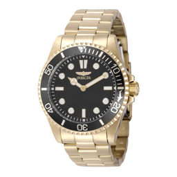 Mens Invicta Pro Diver Steel Gold Black Dial Quartz Watch - 49701