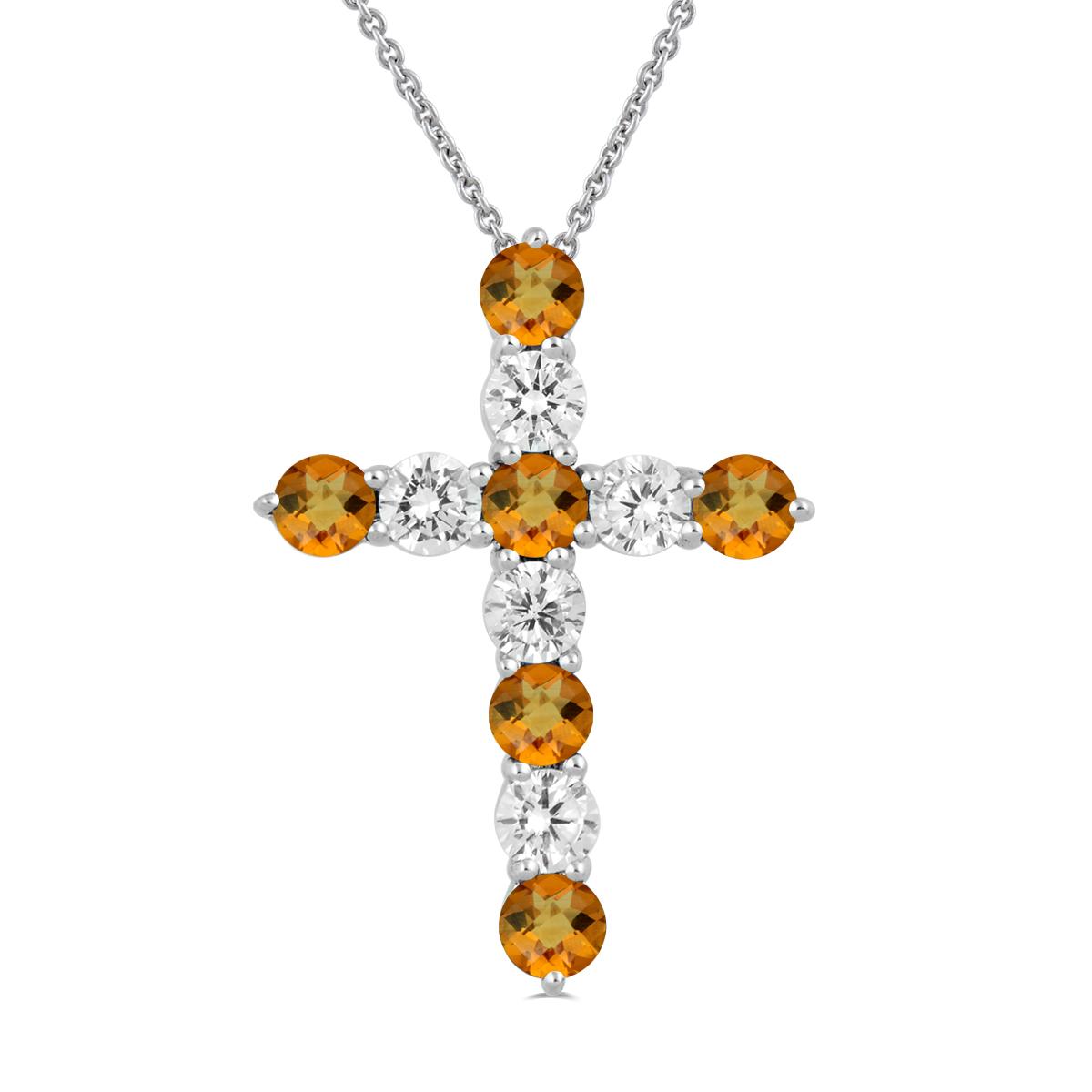 Gemstone Classics™ White Sapphire & Citrine Cross Pendant