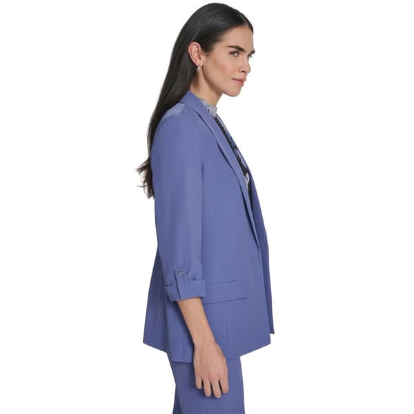 Plus Size Calvin Klein Solid Roll Tab Sleeve Open Front Blazer
